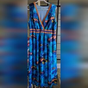 2x Nikki Maxi Dress Aquarium Blue with Orange Clown Fish